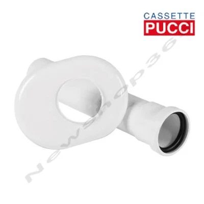 CANOTTO CANNA TUBO SCARICO WC ROSONE OVALE BIANCO PER CASSETTA PUCCI CON ORING - Immagine 1 di 2