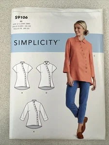 UNCUT Simplicity S9106 Women's Button Front Shirt BB (20W-28W) Sewing Pattern - Picture 1 of 2