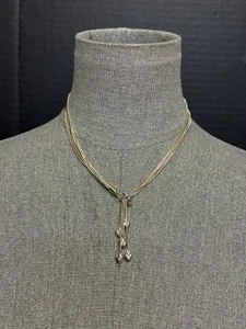 Sterling Multristrand Lariat Knot Drop Hearts Necklace #4851 - Picture 1 of 5