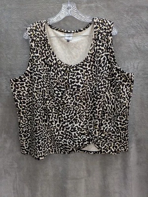 Camiseta sin mangas con capucha XXL nudosa estampado animal de leopardo informal vanguardista fiesta años 90 Y2K Foto 1 de 4