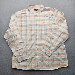 Coast Men's Size XXL Orange White Blue Plaid Long Sleeve Button Down Shirt - Picture 1 of 11