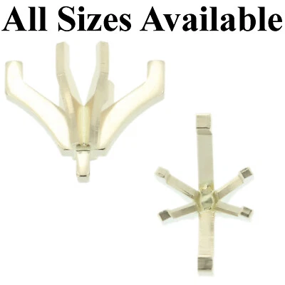 Ajuste de cabeza de clavija de 6 puntas marquesa de oro blanco de 14 quilates estilo estándar para piedra central Foto 1 de 4