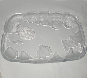 New Fifth Avenue Crystal Casandra 14” x 10” Oblong Tray Frosted #312813 - Picture 1 of 6