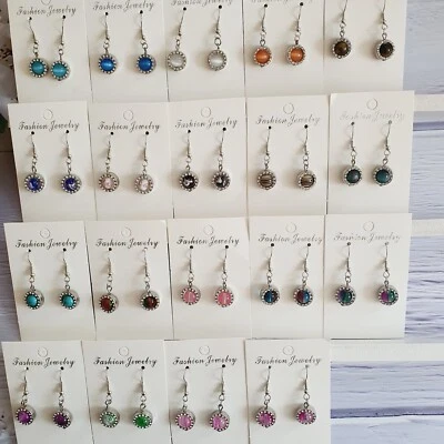 Ohrringe Handarbeit, Unikat, Perlen im Metallperlenrahmen mit Strasssteinen - Bild 1 von 2