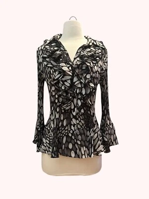 Vintage Y2K 90's whimsy goth pleated accordion black and white ruffle top  - Image 1 of 4