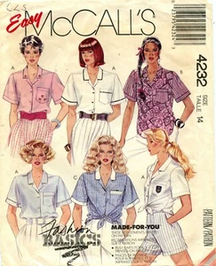 Camisa Vintage McCall's Pattern 4232 Misses' Talla 14 Busto 36" Corte y Completa 19 - Imagen 1 de 4