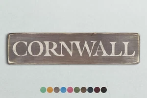 Insegna in legno stile vintage CORNWALL. Regalo casa shabby chic retrò - Foto 1 di 4