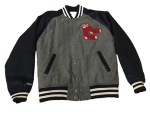 Mitchell & Ness Boston Red Sox Gray/Blue Jacket Sz Medium Varsity Letterman - Picture 1 of 7