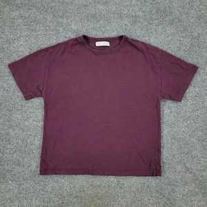 Zara Shirt Girl Size 11 Red Burgundy Crew Neck Short Sleeve Top Stretch Pullover - Picture 1 of 10