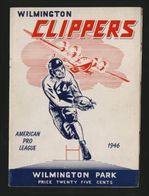 1946 LONG ISLAND INDIANS WILMINGTON CLIPPERS AFL FOOTBALL PROGRAM VERY RARE  - Image 1 of 2