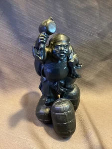 DAIKOKUTEN - Antique JAPANESE BRONZE STATUE - 7 Immortals Lucky God Figure 10” - Picture 1 of 4
