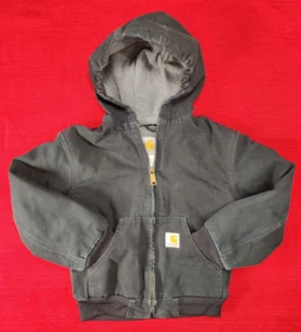 Vintage Carhartt YYJ158 Blk Black Lined Hooded Jacket Youth Size 8 - Picture 1 of 14