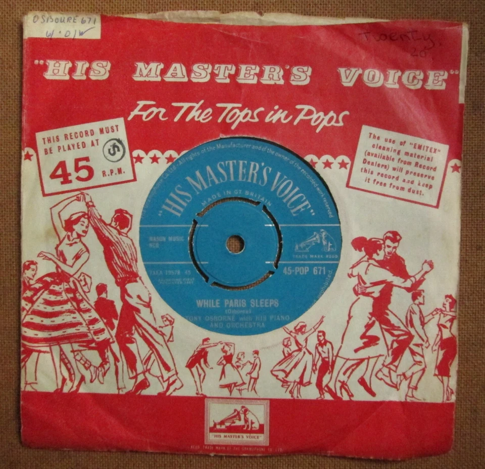 Tony Osborne Orchestra ~ While Paris Sleeps 7" Vinyl Single 1st 1959 UK Press  - Image 1 of 1