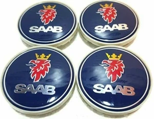 4x SAAB 93 9-3 95 9-5 98-14 MY BLUE ALLOY WHEEL CENTRE CENTER HUB CAPS 2100004 - Picture 1 of 2