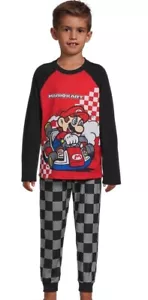 Nintendo Mario Kart Boys' Red Black 2-Piece Long Sleeve Pajama Set XS 4/5 NWT - Picture 1 of 4