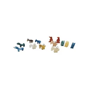 Lote de piedras talladas en miniatura vintage burros osos perros pájaros colgantes y figuras - Imagen 1 de 3