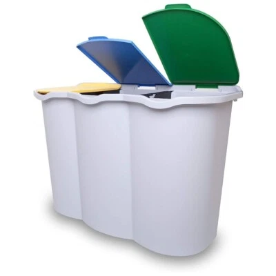 BELLI E FORTI Secchio Raccolta Differenziata 3 Scomparti Pattumiera Grande Bidone Rifiuti 80 L