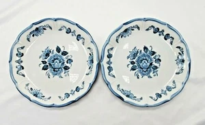 Metlox Poppy Trail Coupe Salad Plate, Colonial Garden, Blue and White, Lot of 2 - Picture 1 of 6