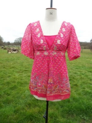 MONSOON Lightweight Pink Mix Embellished Silk Top & Camisole UK 14 BNWT RRP £65 - image 1 of 4