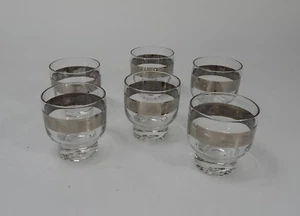 Vintage Barware Drinking/Cocktail Glasses Silver Band Automobiles Set of 6 - Picture 1 of 5