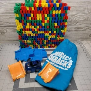 Magic Tracks 16 ft Building Set With Blue Car Tracks Accessories Bag Green Red - Picture 1 of 15