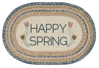 Spring Time 椭圆形编织入口地毯和非滑垫 VHC 的 Kaila 乡村风格 — 第 1/4 张图片