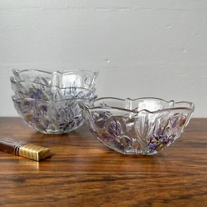 Savoir Vivre by Mikasa 4 Crystal Dessert Bowls Wild Iris - Picture 1 of 11