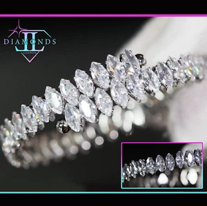 Simulierter Diamantarmreif im Marquiseschliff, Marquise Diamant Armreif, Damenarmband - Bild 1 von 7