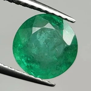 Certified 1.92 CT Natural Emerald Good Green Round Shape Zambian - 7071 - Picture 1 of 3