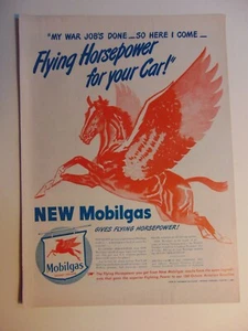 1945 MOBILGAS FLYING RED HORSE MY WAR JOBS DONE - Vintage Print Ad - Bild 1 von 1
