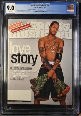 ALLEN IVERSON CUBIERTA RARA 2001 SI DEPORTES ILUSTRADOS NBA 76ERS QUIOSCO CGC 9.0 Foto 1 de 3