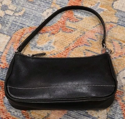 Винтажный тренер из черной кожи Demi Hampton мини наплечная сумка багет сумочка 7785 - Изображение 1 из 4