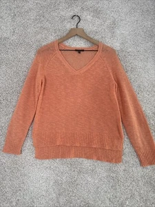 Eileen Fisher Linen Grain Papaya V Neck Box Top Sweater PM - Picture 1 of 19