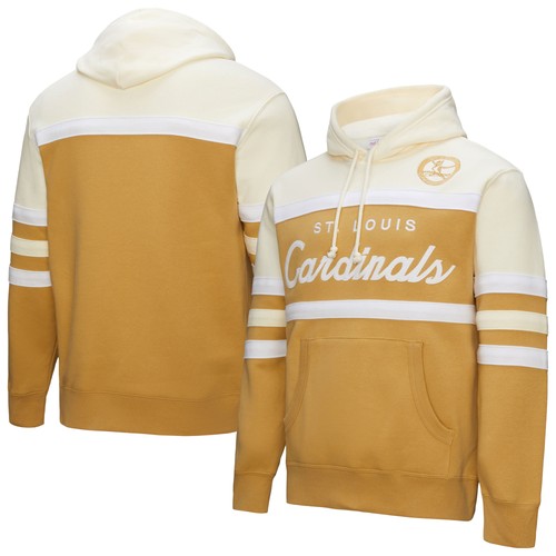 Felpa con cappuccio pullover uomo Mitchell & Ness marrone crema St. Louis Cardinals Head Coach