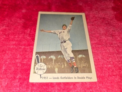 1959 Fleer Ted Williams Set Break Card #43 Leads Outfielders en jugadas dobles en muy buena condición Foto 1 de 2