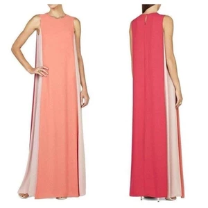 BCBGMAXAZRIA Bethanie Sleeveless Color-Blocked Maxi Dress M Medium Orange Pink - Picture 1 of 7