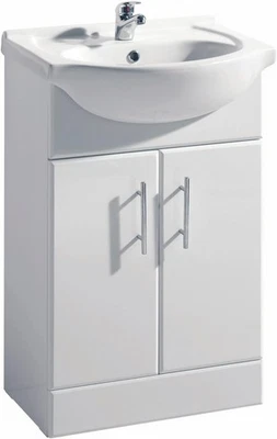 VEEBATH Bathroom Vanity Basin Sink Cabinet Storage Door Furniture Gloss White 550mm