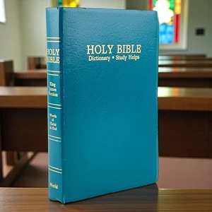 Holy Bible King James KJV Dictionary Study Helps 1989 World Publishers - Teal - Picture 1 of 14