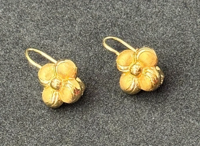Pendientes colgantes margarita vintage de oro de 14k, hechos en Italia - sello de pureza con caja de regalo Foto 1 de 4