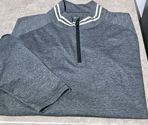 Chaleco de golf suéter G.FORE-Jersey tejido gris jaspeado de poliéster, cremallera 1/4 para hombre-(XXL) - Imagen 1 de 4