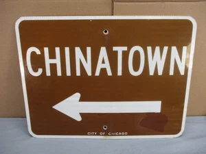 CHINATOWN Arrow Metal City of Chicago Street Sign Brown 24" x 18" RETIRED - Picture 1 of 7