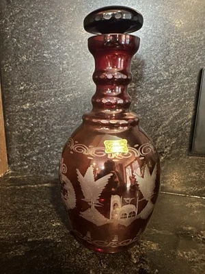 Egermann bohemian ruby red flashed glass decanter, Czech Republic - Image 1 of 4