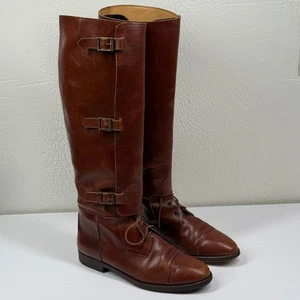 Vintage Polo Ralph Lauren hohe Reitstiefel braun Leder Spitze Größe 8,5B Italien - Bild 1 von 17