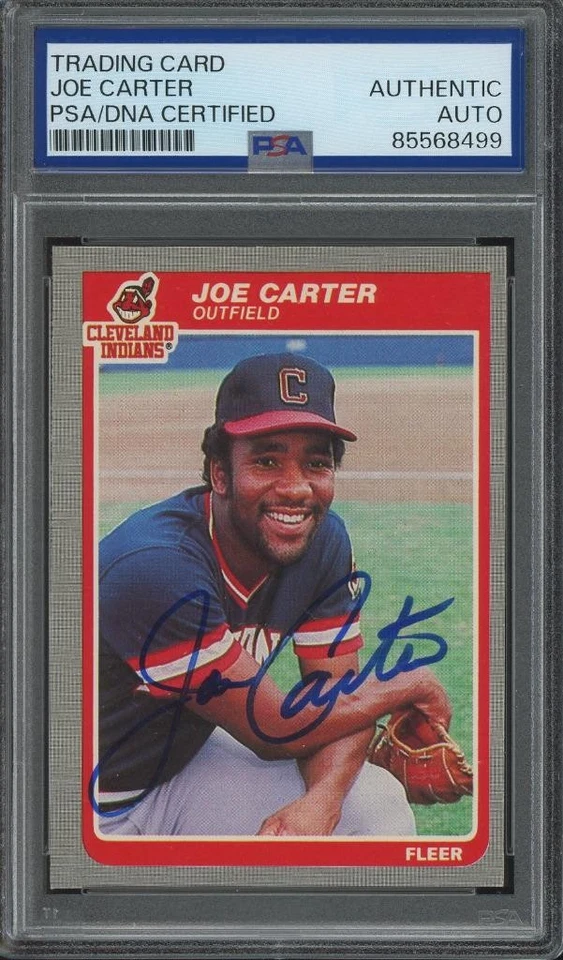 1985 Fleer JOE CARTER signed ROOKIE card #443 (Indians - autograph) PSA/DNA cert Foto 1 de 1