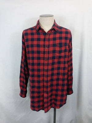 Buffalo Plaid 法兰绒衬衫 红色 黑色 Grunge Lumberjack Cabincore Croft & Barrow — 第 1/4 张图片