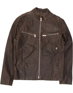 G-STAR Mens Leather Jacket UK 40 Large Black Leather DF22 - Picture 1 of 4