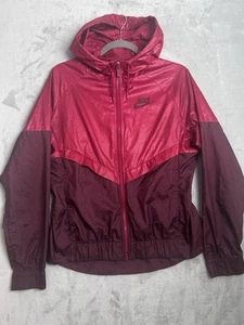 Nike Windrunner Jacket Womens Medium Hooded Windbreaker Burgundy Colorblock - Imagen 1 de 10