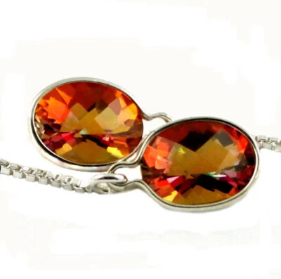 TWILIGHT FIRE TOPAZ Sterling Silver Threader Earrings-Handmade • SE005 - Image 1 of 4