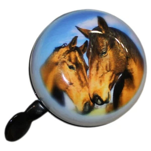 Fahrrad Glocke Klingel Ding Dong 80mm zwei Pferde Pferd Motiv - Bild 1 von 1