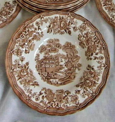 5 x Mandarin by Myott Staffordshire Suppenteller tiefer Teller, braun - Bild 1 von 2